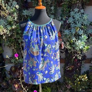 LOFT Vibrant Blue Paisley Halter Top
